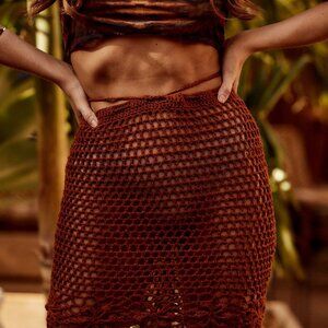 12th Tribe Carried Away Rust Crochet Skirt Size SS